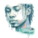 emo,depression,darkness,lonely,suicidal,sad,dark skinned male,dyed short dreads fully hiding face,teens,no tattoos,skinn tattoo design idea