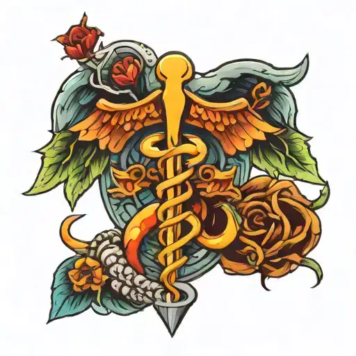 medical caduceus symbol tattoo design idea