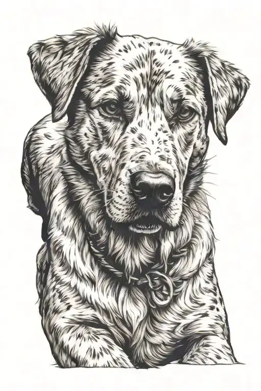 dog sitting tattoo design idea