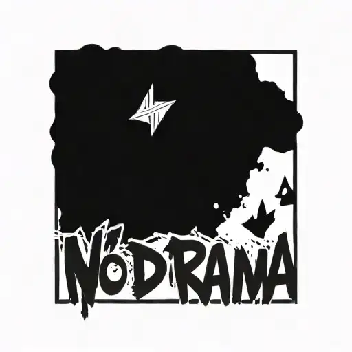 the text "NO DRAMA"  and no other text on a simple nonfigurative background tattoo design idea