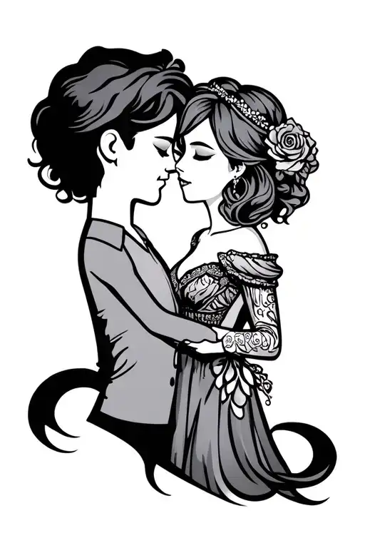 married couples tattoo showing the bad and good of love and life  tattoo design idea