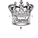 the name david cursive writing and a kings crown for a female neck   tattoo design idea