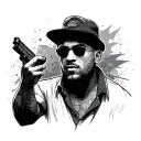 gangster cool and handsome male tattoo design idea