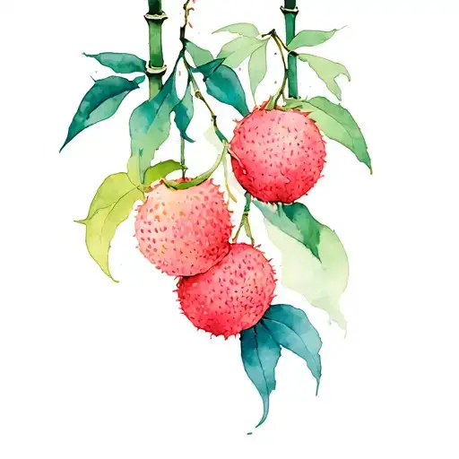 bamboo forest and lychee tattoo design idea