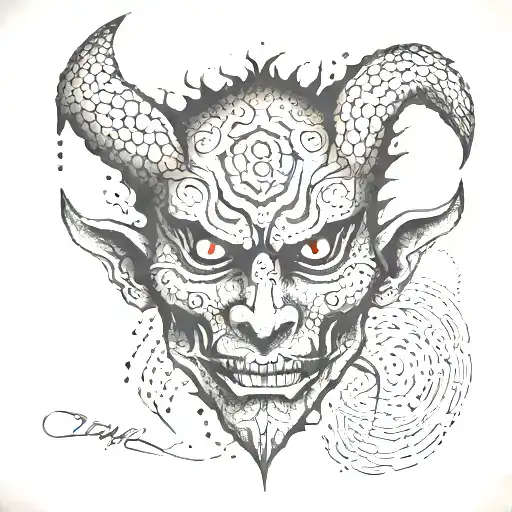 demon face. simple tattoo design idea
