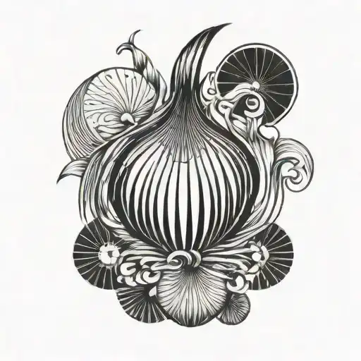 an onion that is crying tattoo design idea