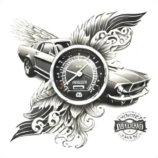 68 mustang fastback sunset speedometer 117 tattoo design idea