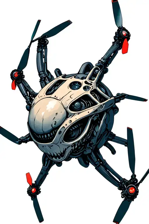 Giger Biomech Quadrocopter Drone Propellers tattoo design idea