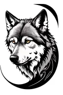 Wolf and Moon tattoo design idea