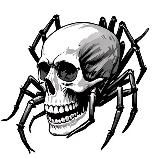 skull and spiders tattoo design idea