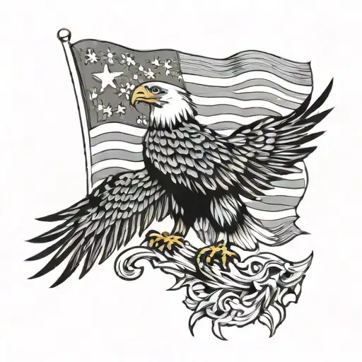 Flag Eagle perched tattoo design idea