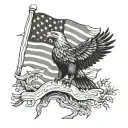 Flag Eagle perched tattoo design idea