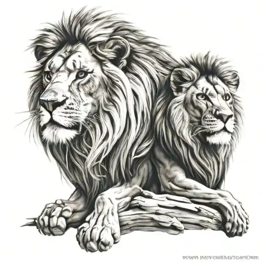 3 Brother Lion King with cross made tattoo design idea