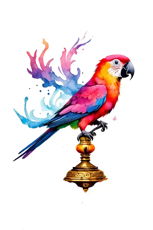 araic , travel, colour parrot, genie lamp made tattoo design idea