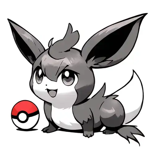 eevee with pokeball tattoo design idea