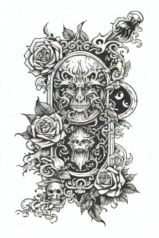 all 7 deadly sins with lust in the middle of all tattoo design idea