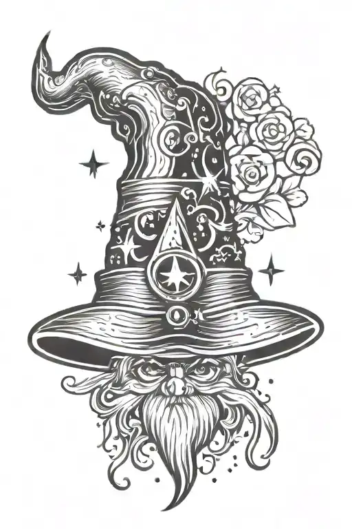 wizard hat tattoo design idea