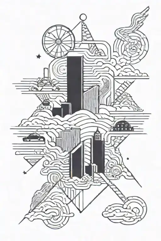 memphis land marks tattoo design idea