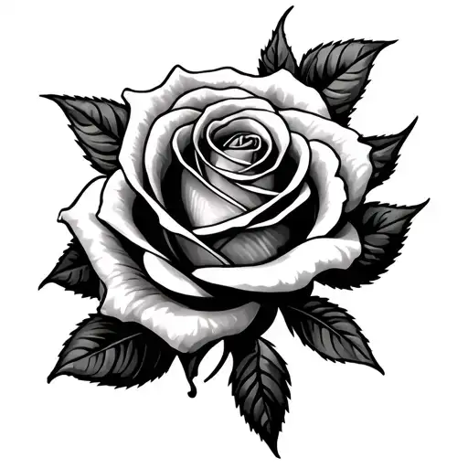 rose with my last name written desjarlais tattoo design idea