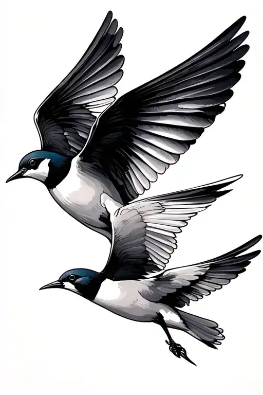 2 swallow bird flying away tattoo design idea