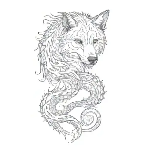 a wolf with octopus tentacles tattoo design idea