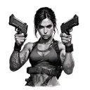 Lara Croft holding her dual pistoles tattoo design idea