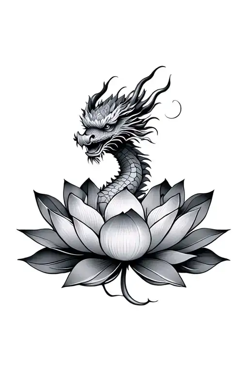 hong kong flag dragon lotus flower tattoo design idea