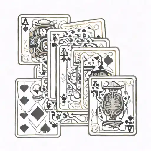 deck of cards with all the cards are jokers face tattoo design idea