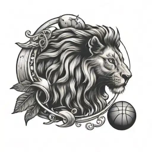 Small Tattoo with lion and venus planet and basketball and libra tattoo design idea