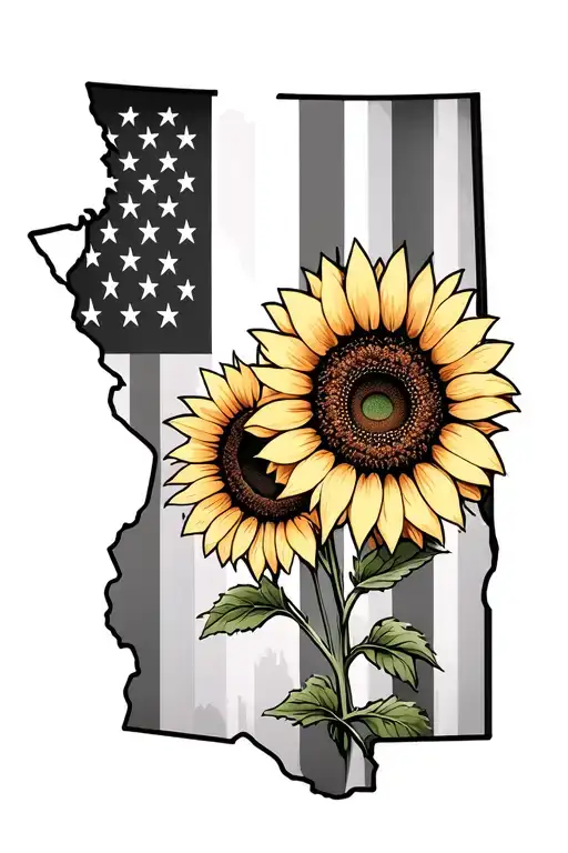arizona state outline, american flag, sunflowers, healthcare, kansas city chiefs tattoo design idea