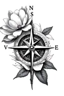 compass rose, magnolia flower, IV, SCP tattoo design idea