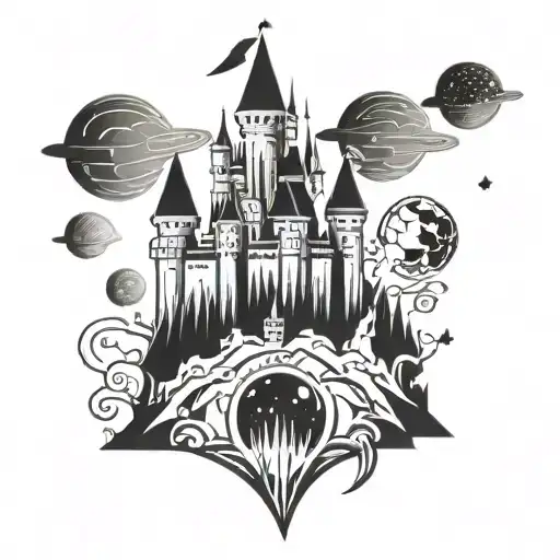 Disney castle space mountain tattoo design idea