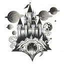 Disney castle space mountain tattoo design idea