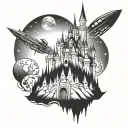 Disney castle space mountain tattoo design idea