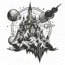 Disney castle space mountain tattoo design idea