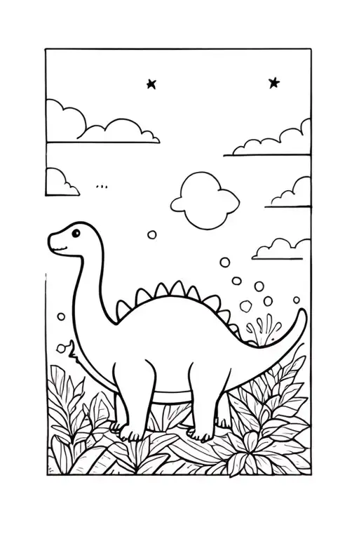 cute Dinosaur line work tattoo design idea