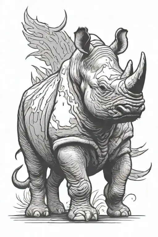 rhino standing strong amidst tattoo design idea