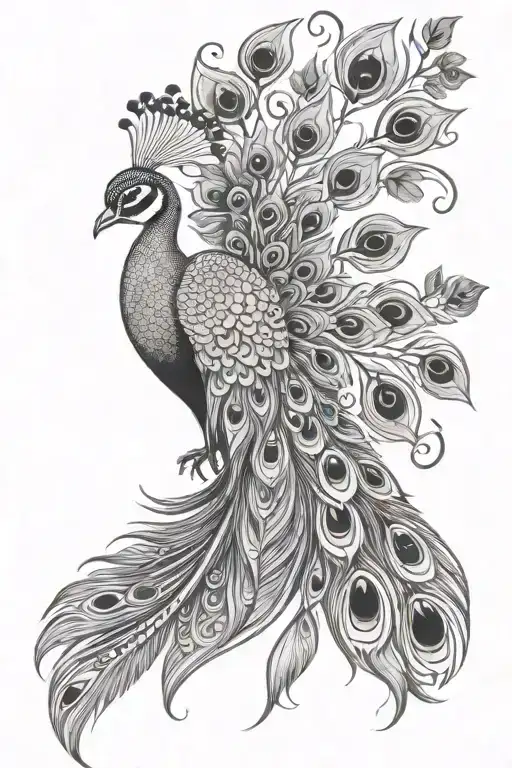 elegant white peacock tattoo design idea