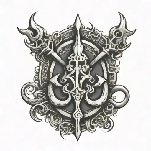 trishul trident with a mantra tattoo design idea