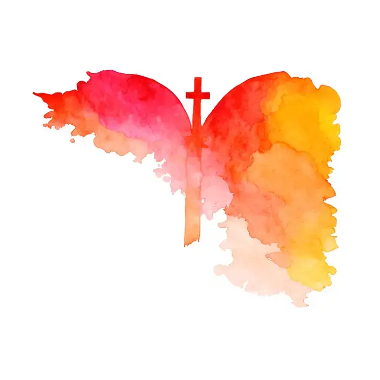 stained glass catholic tattoo design idea