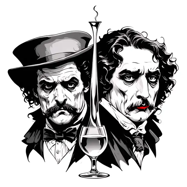 Artistic dr jekyll and mr hyde tattoo to do on the upper right of the back for men. It has to also have the potion  tattoo design idea