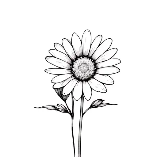 black and white little common daisy flower tattoo design idea