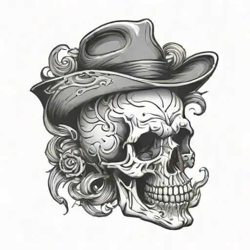 skull smoke rising tattoo design idea