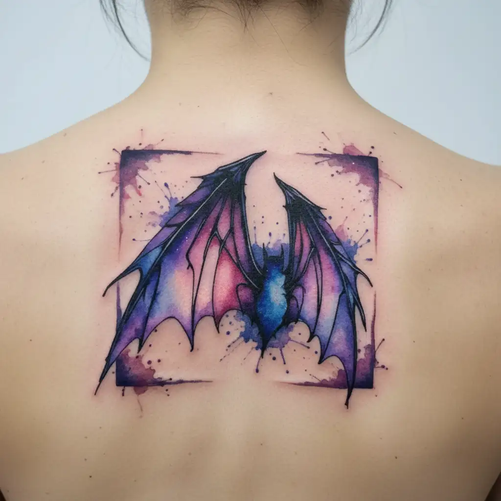 Gothic Fairy bat wings tattoo design idea
