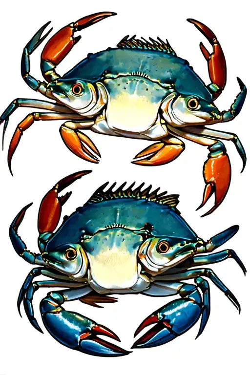 Maryland blue crab and striped bass tattoo design idea