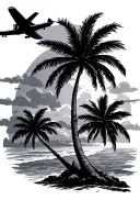 travel by plane palm trees tattoo design idea