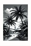 travel by plane palm trees tattoo design idea