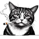 A Cat smoking cigarette tattoo design idea