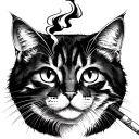 A Cat smoking cigarette tattoo design idea