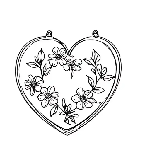 heart shaped locket with flowers in it tattoo design idea